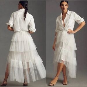Maeve by Anthropologie Tulle & Pearl Embellished Skirt